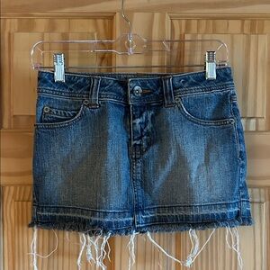 Arizona Jean Company Distressed Dark Blue Denim Mini Skirt